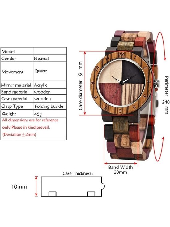 Women\'s Multi Colorful Analog Quartz Couples Bamboo Classic Round Wooden Watch main image 5
